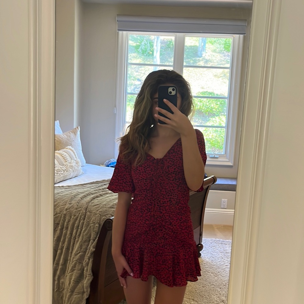 BB DAKOTA red leopard print dress from Nordstrom’s